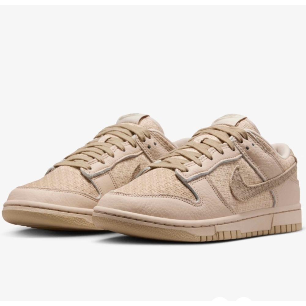 Nike Size 9.5 Dunk‎ Low SE Women Beige Textile Leather Sneakers Shoes